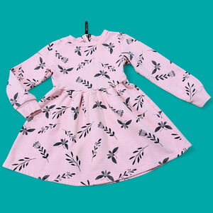 Outdoorsy Floral Pink Fleece Zip Long Sleeve Crewneck Sweater Dress Girl's 6
